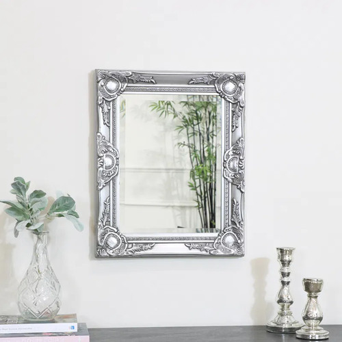 Silver wall mounted mirror - wall,