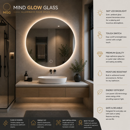 Round led bathroom mirror - round,