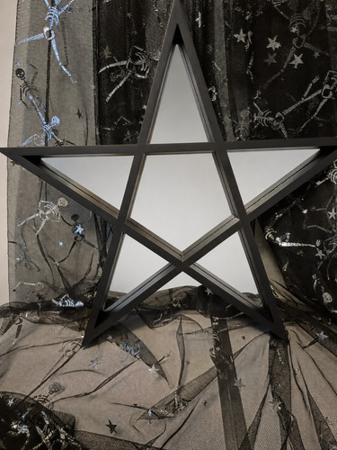 Black framed pentagram mirror