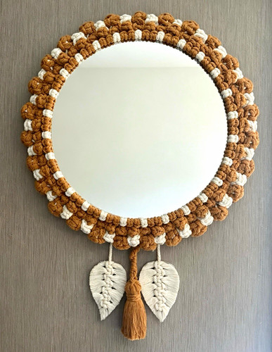 Handmade macrame wall mirror - handmade,