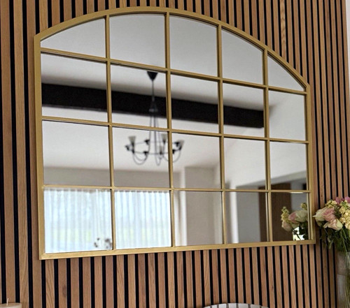 Arched gold lattice - gold, windowpane