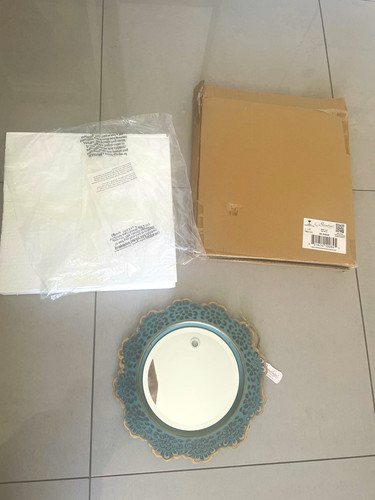 Round blue gold metal - gold,