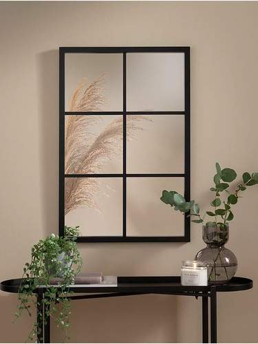 Black window pane mirror - window,