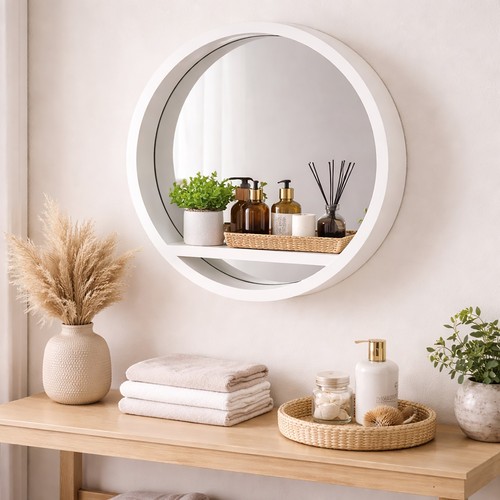 Round wall mirror shelf - round,